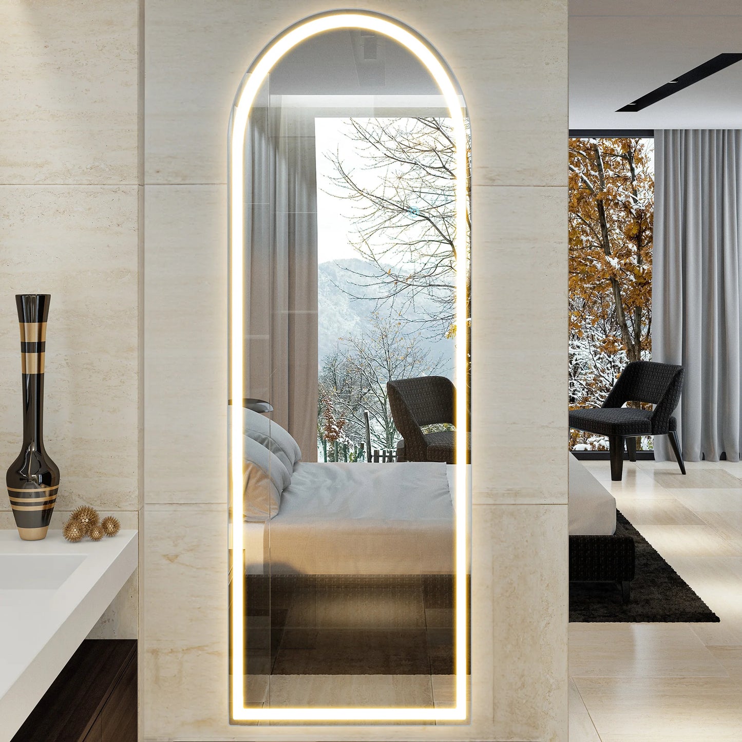 Floor Mirror with LED Lights