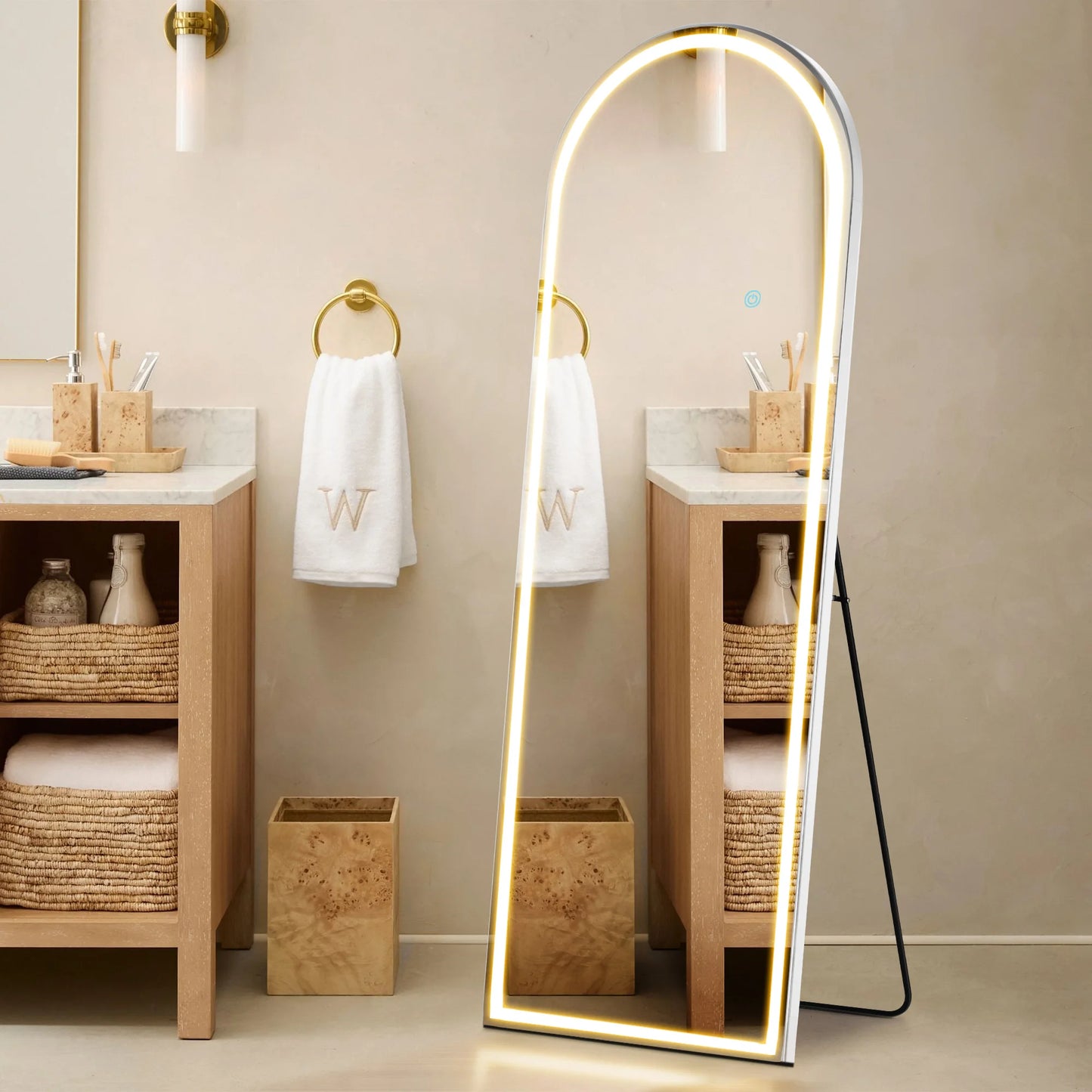 Floor Mirror with LED Lights