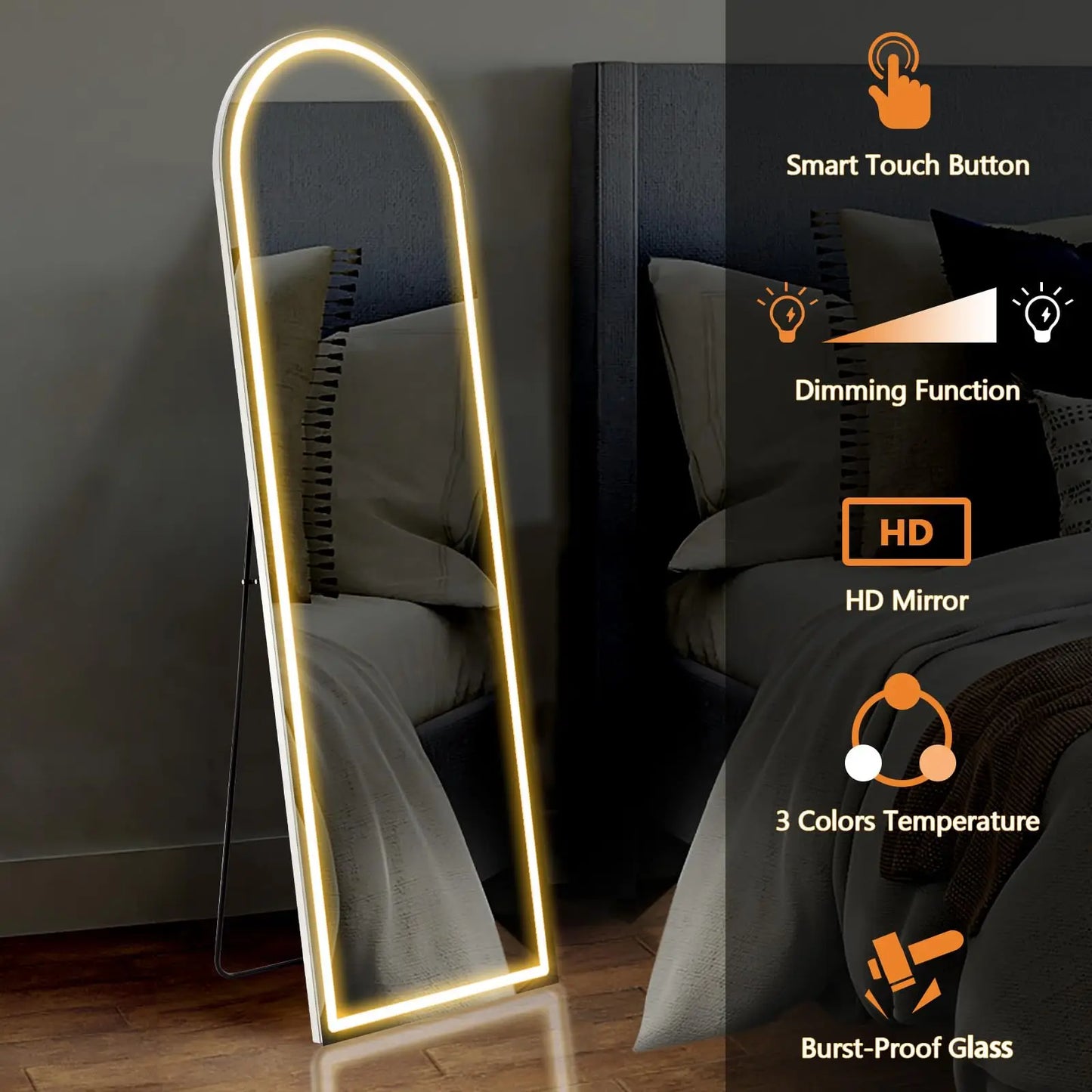 Floor Mirror with LED Lights